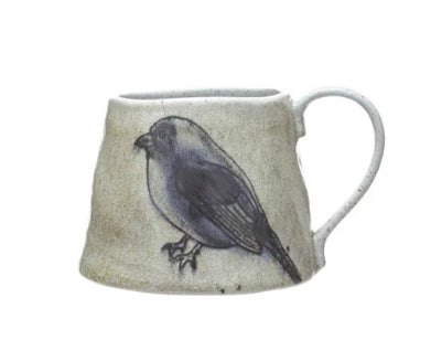 Stoneware Mug with Insect/Bird