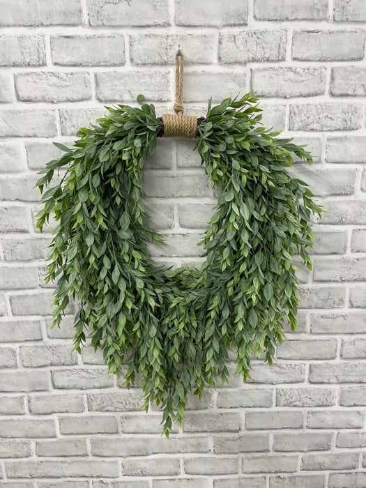Faux Heart Shape Ruscus Leaf Wreath