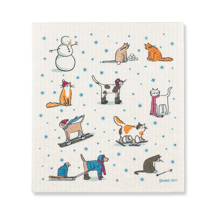 Swedish Sponge Cloth - Winter Sports Cats
