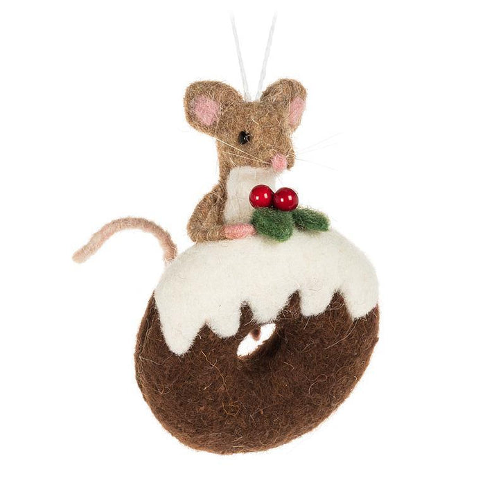 Felt Mouse on Donut Ornament