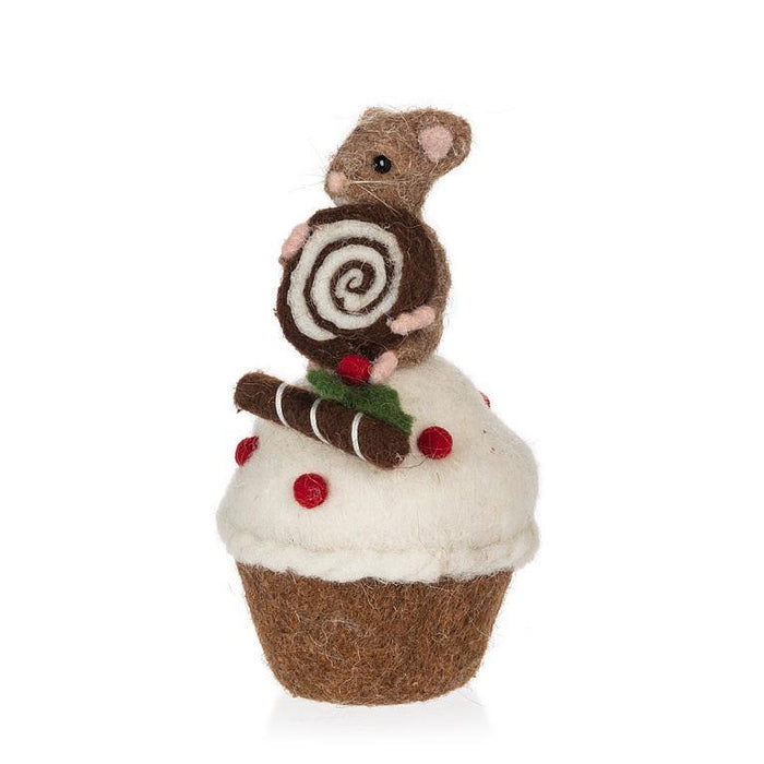 Felt Mouse with Cupcake