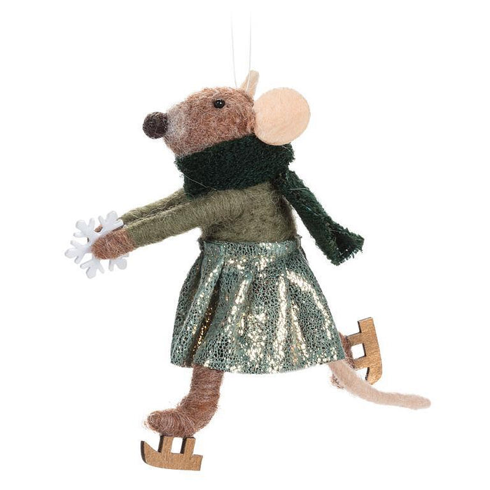 Felt Skating Mouse with Scarf