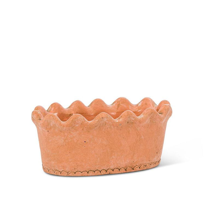 Terracotta Scalloped Oval Planter