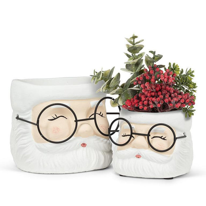 Santa Head Planter with Glasses