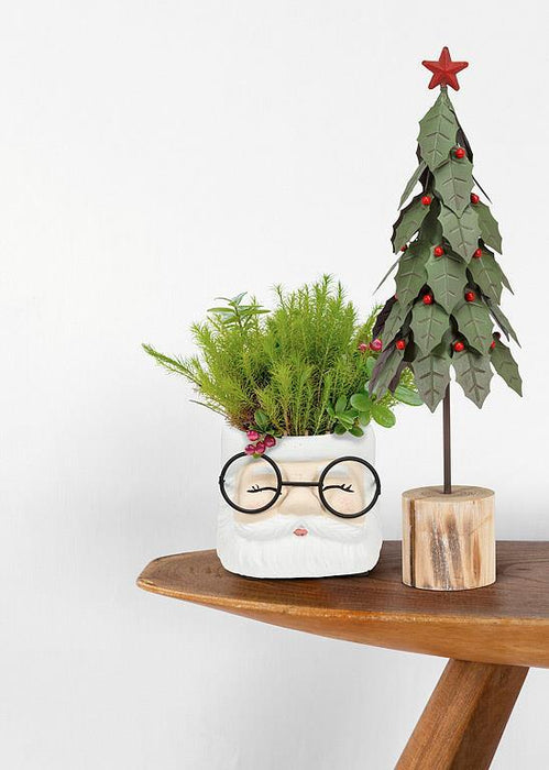 Santa Head Planter with Glasses