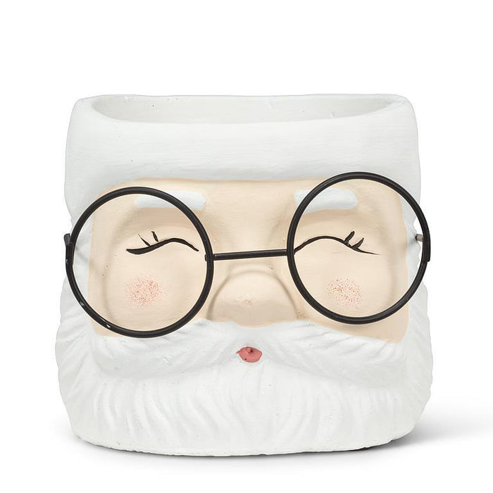 Santa Head Planter with Glasses
