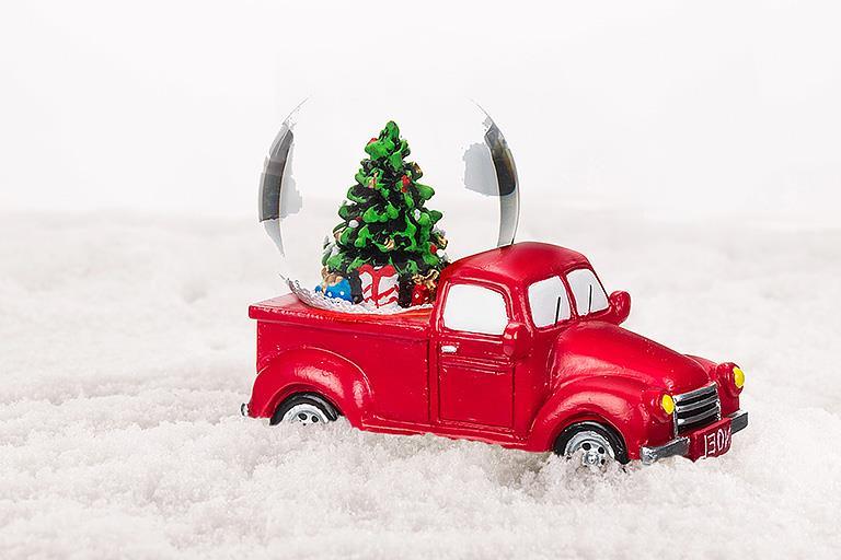 Snow Globe Red Truck