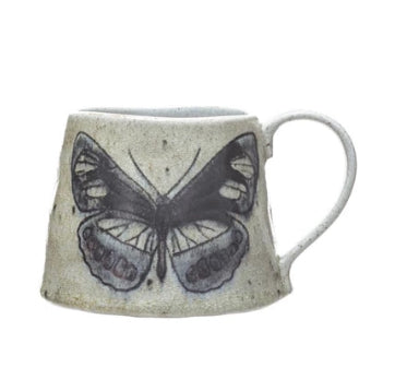 Stoneware Mug with Insect/Bird