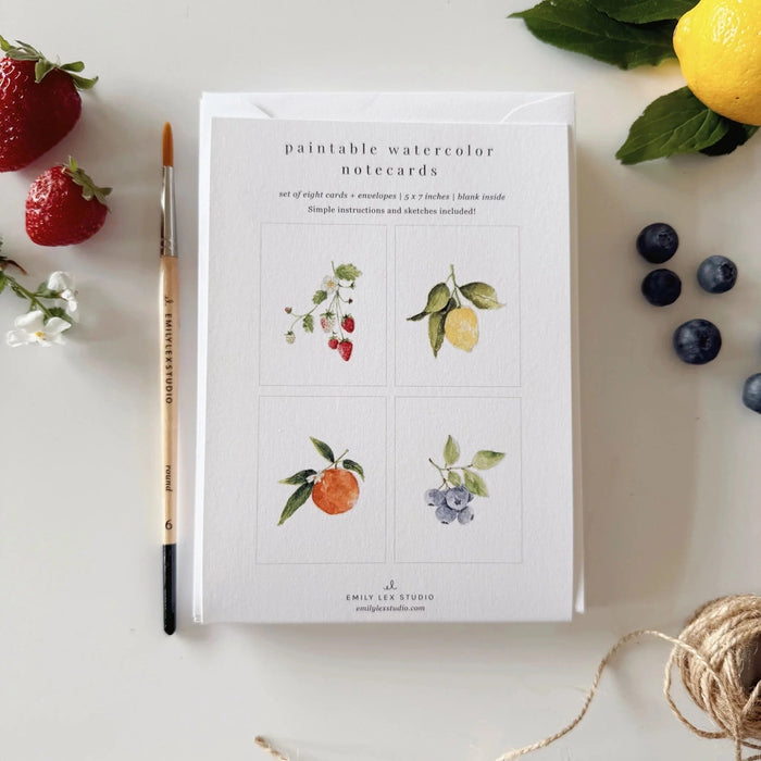 Paintable Watercolour Notecards - Fruit