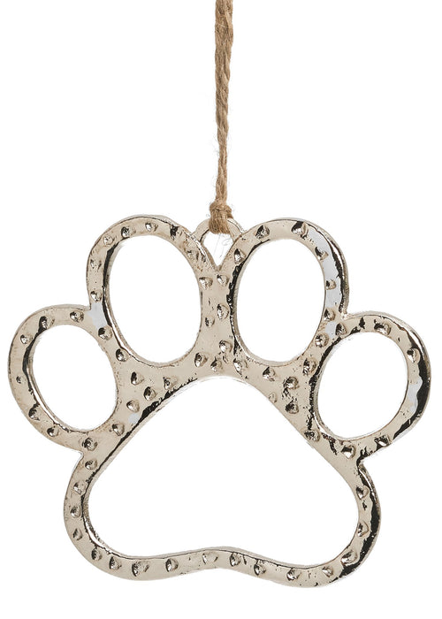 Dog Paw Silver Ornament