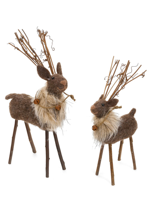 Wood Standing Deer with Fur