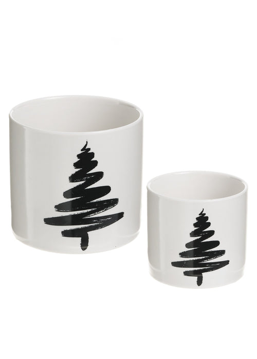 Cement Planter with Black Tree