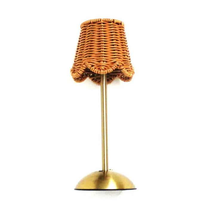 LED Table Light with Rattan Shade
