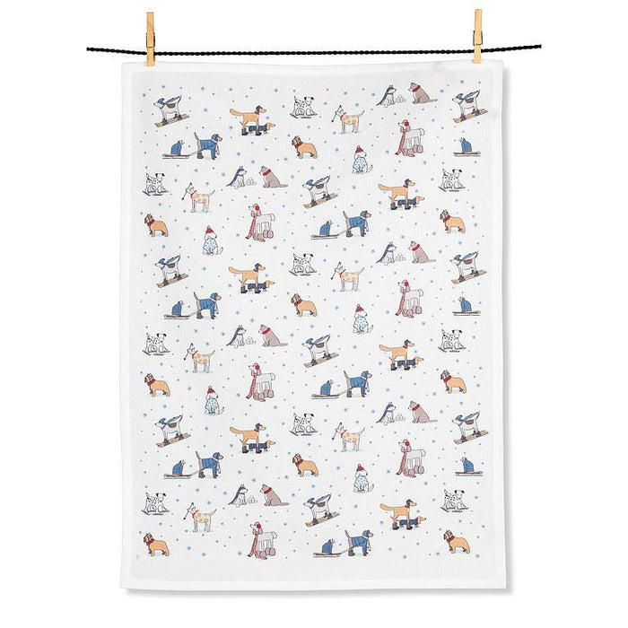 Tea Towel - WInter Dogs