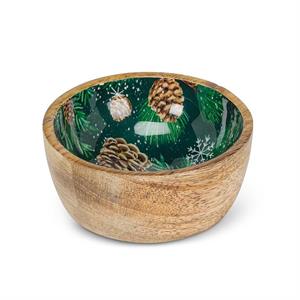 Small Enamel Wood Bowls - Christmas