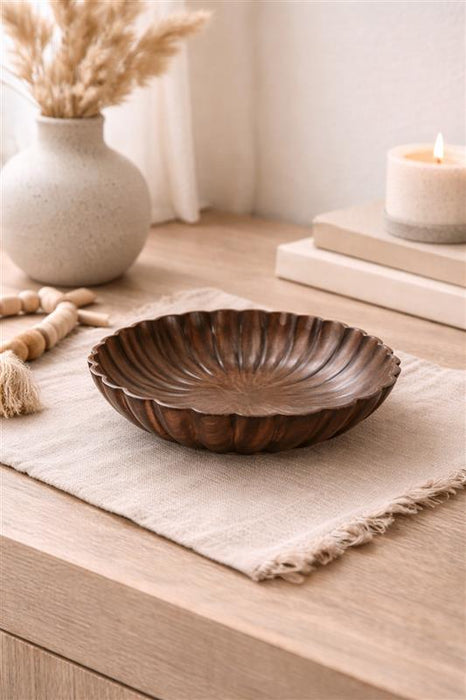 Scalloped Wood Bowl