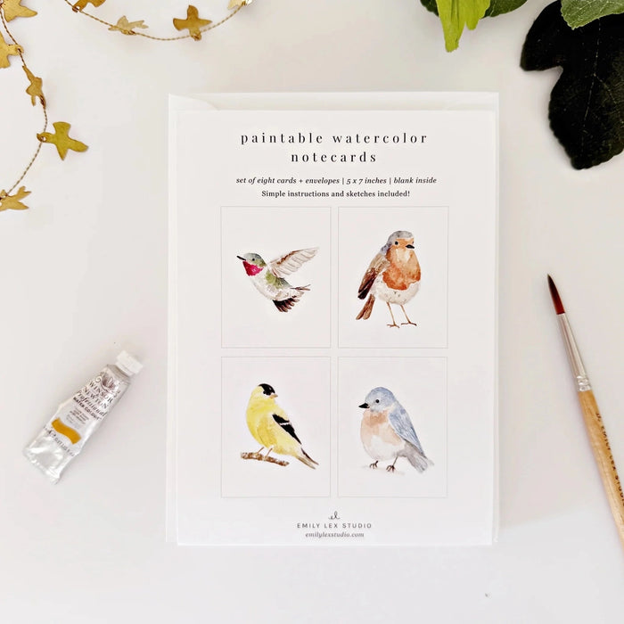 Paintable Watercolour Notecards - Birds