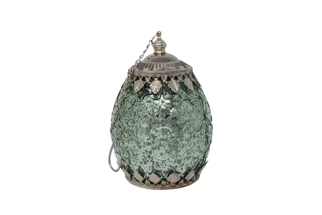 Glass Led Lantern - Gloss Green