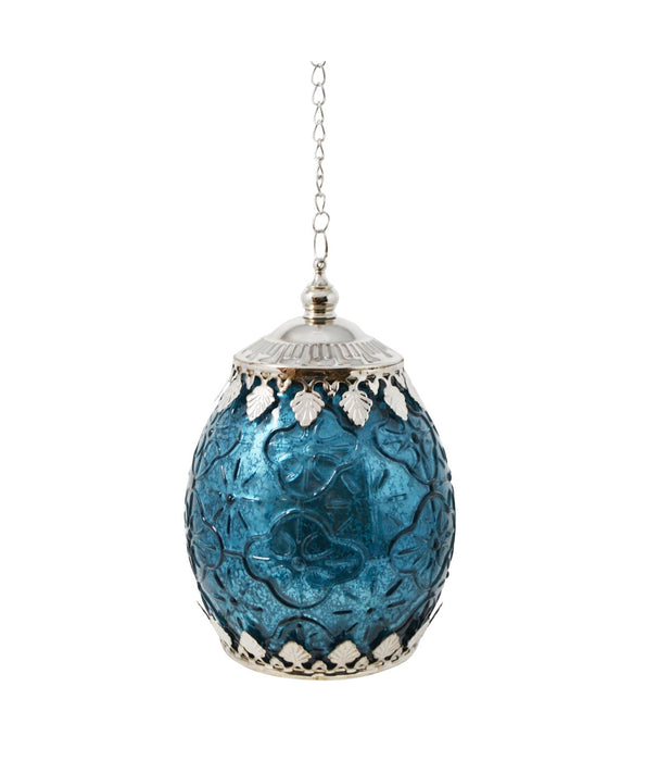 Glass Led Lantern - Tangier Blue