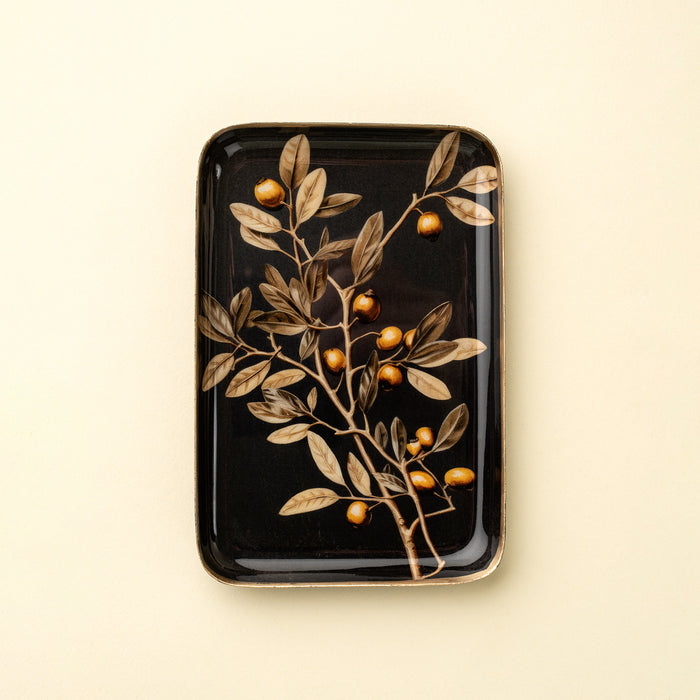 Decorative Enamel Tray Medium - Golden Olive