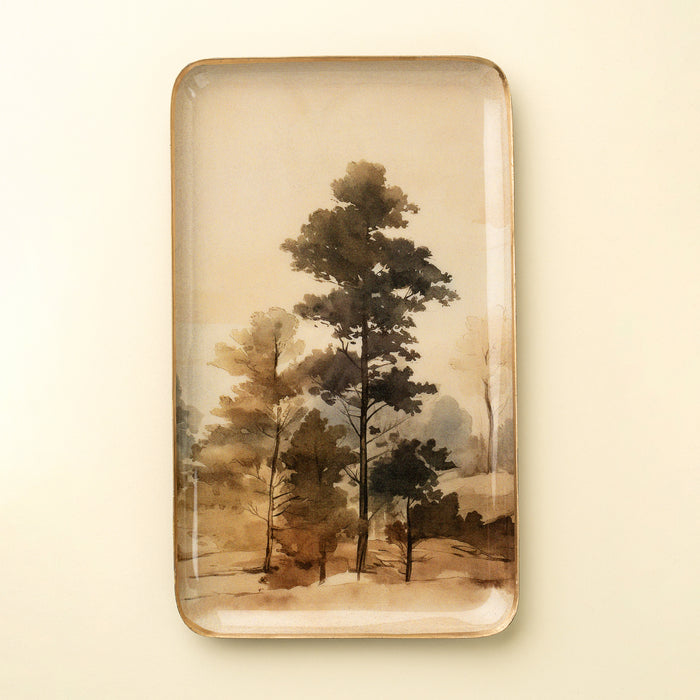 Decorative Enamel Tray Large - Woodland