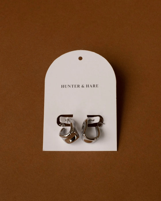 Silver Chunky Open Hoop Earrings