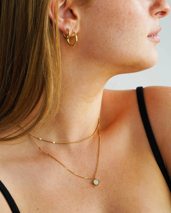 Dual Gold Necklace with Opal - Sara