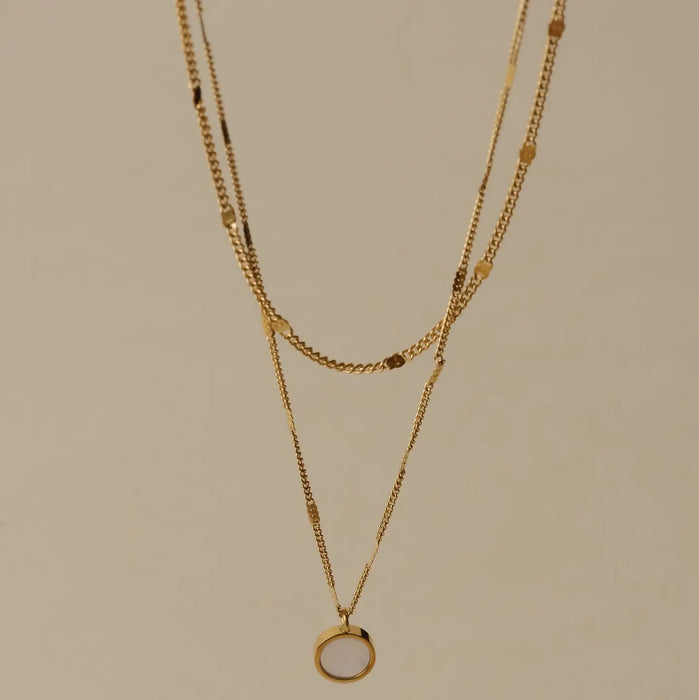 Dual Gold Necklace with Opal - Sara