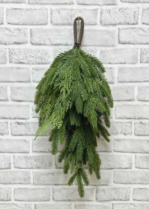 Faux Fresh Touch Spruce and Cedar Teardrop Swag