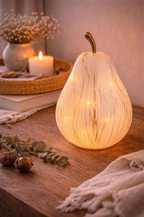 LED Marble Look Glass Pear