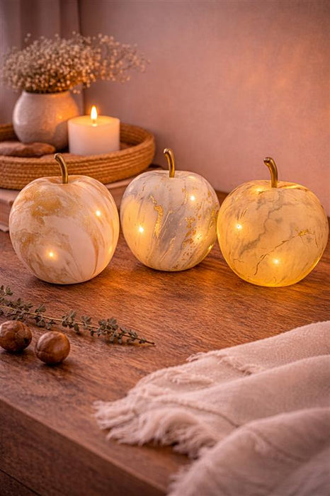 LED Marble Look Glass Apple