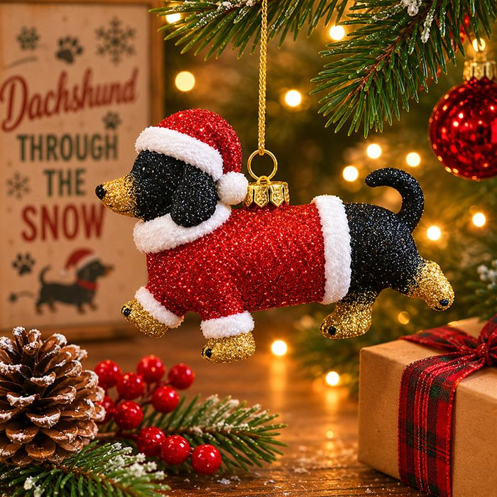 Santa Daschund Ornament