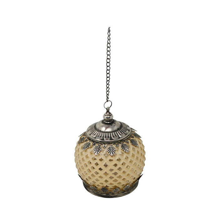 Glass Led Lantern - Matte Cream