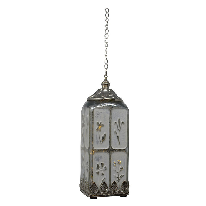 Glass Led Lantern - White