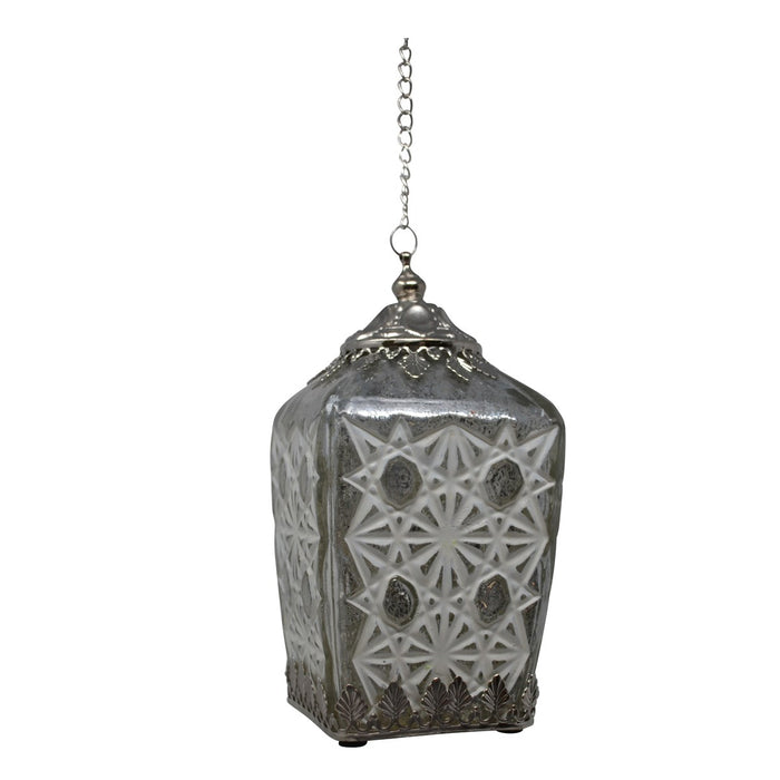 Glass Led Lantern - Clear & White