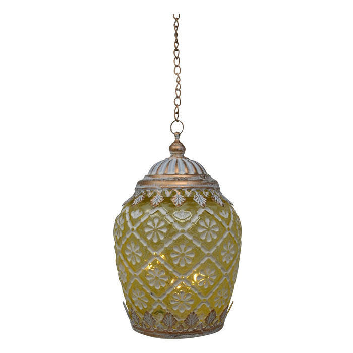 Glass Led Lantern - Soft Yellow