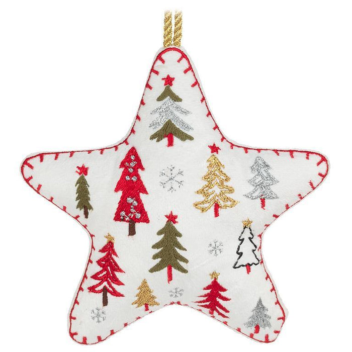 Tree Pattern Embroidery Star Ornament