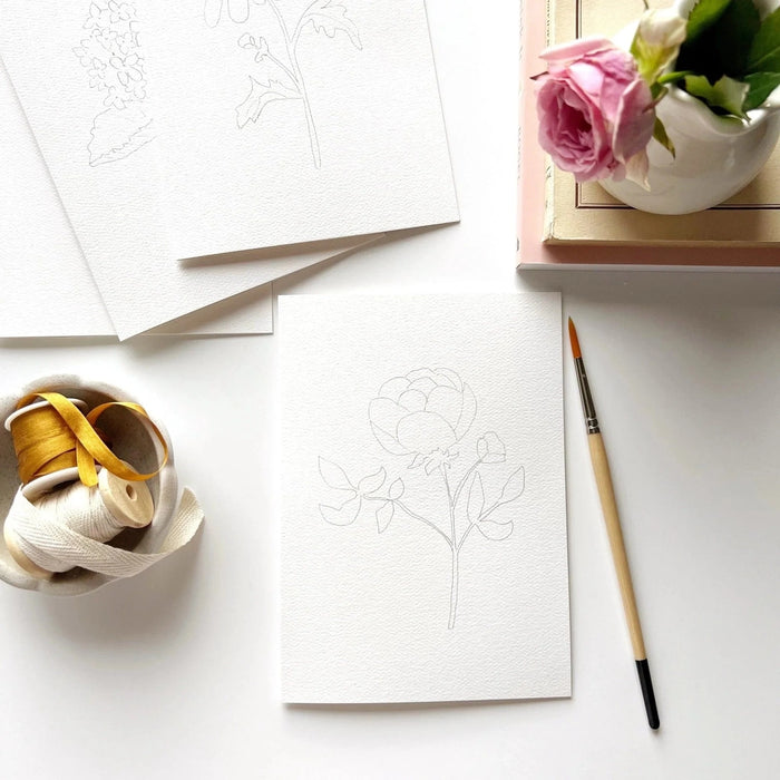 Paintable Watercolour Notecards - Flowers