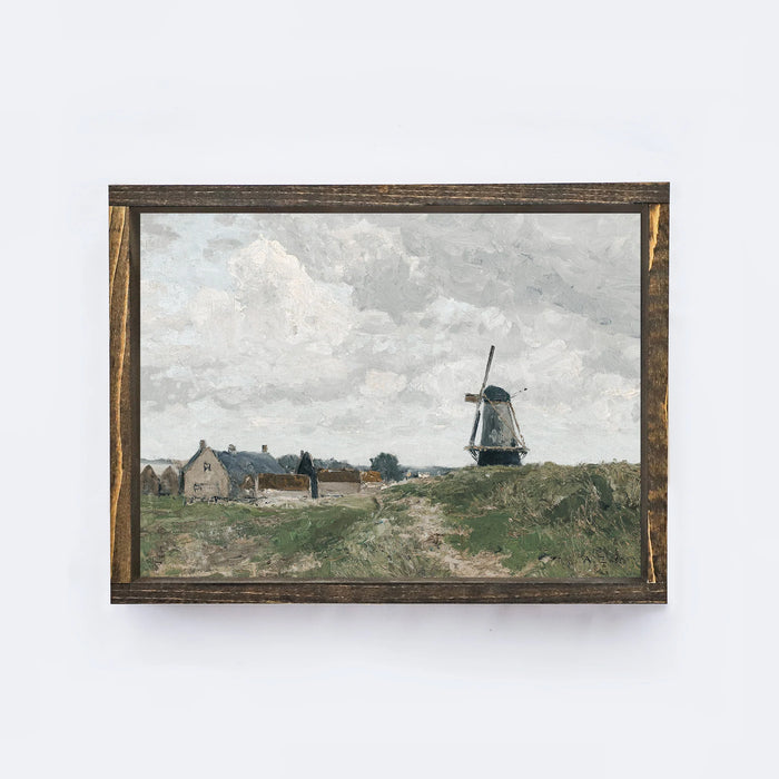 Wood Framed Vintage Art - Dutch Windmill