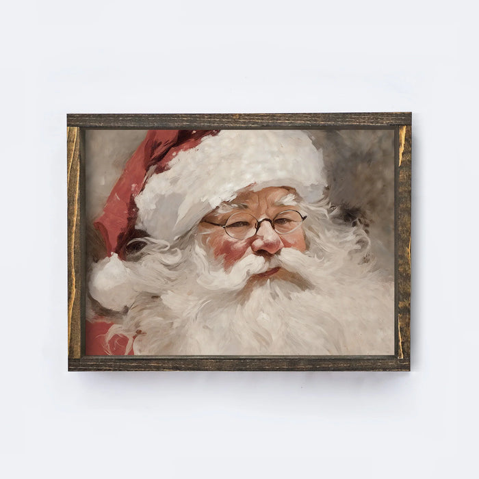 Wood Framed Vintage Art - Vintage Santa Claus
