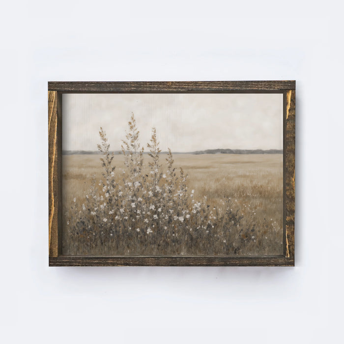 Wood Framed Vintage Art - Simple Wildflowers