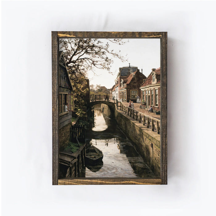 Wood Framed Vintage Art - Dutch Village