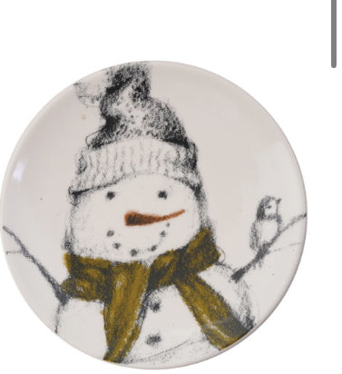 Stoneware Snowman Dish