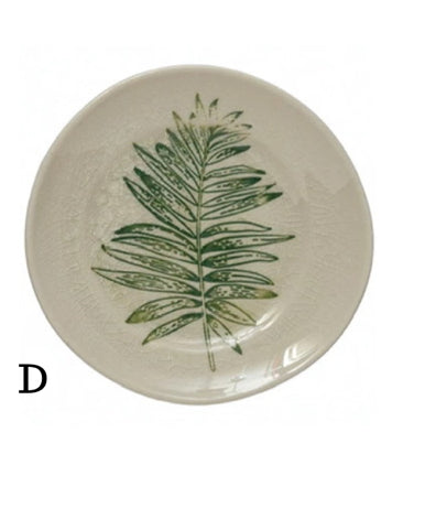 Debossed Leaf Stoneware Dish