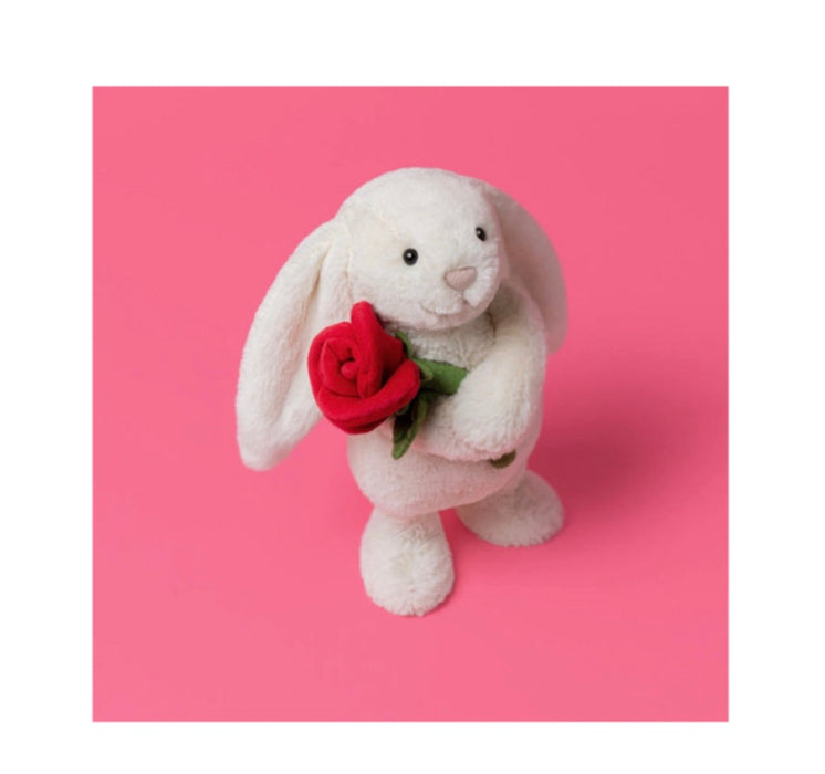 Jellycat - Cream Bunny with Rose