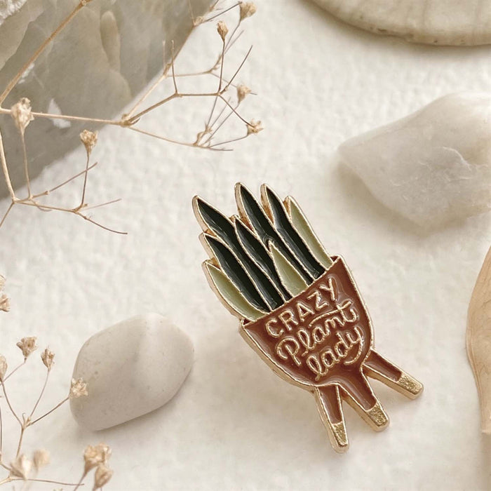 Enamel Lapel Pin - "Crazy Plant Lady"