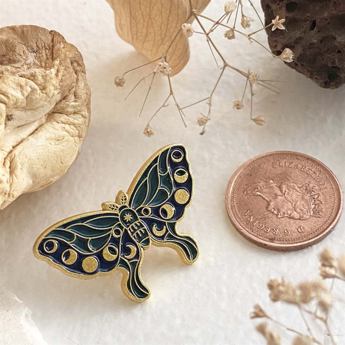 Enamel Lapel Pin - "Havilland" Moon Phase Moth