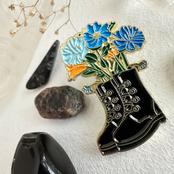 Enamel Pin - "Boot-Quet" Flowers & Boot