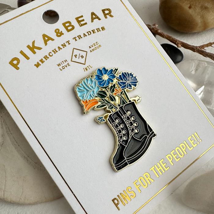 Enamel Pin - "Boot-Quet" Flowers & Boot