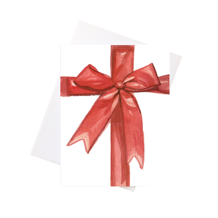 Card - Watercolour Red Bow